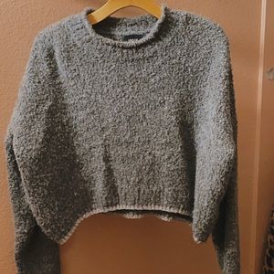 fuzzy grey sweater